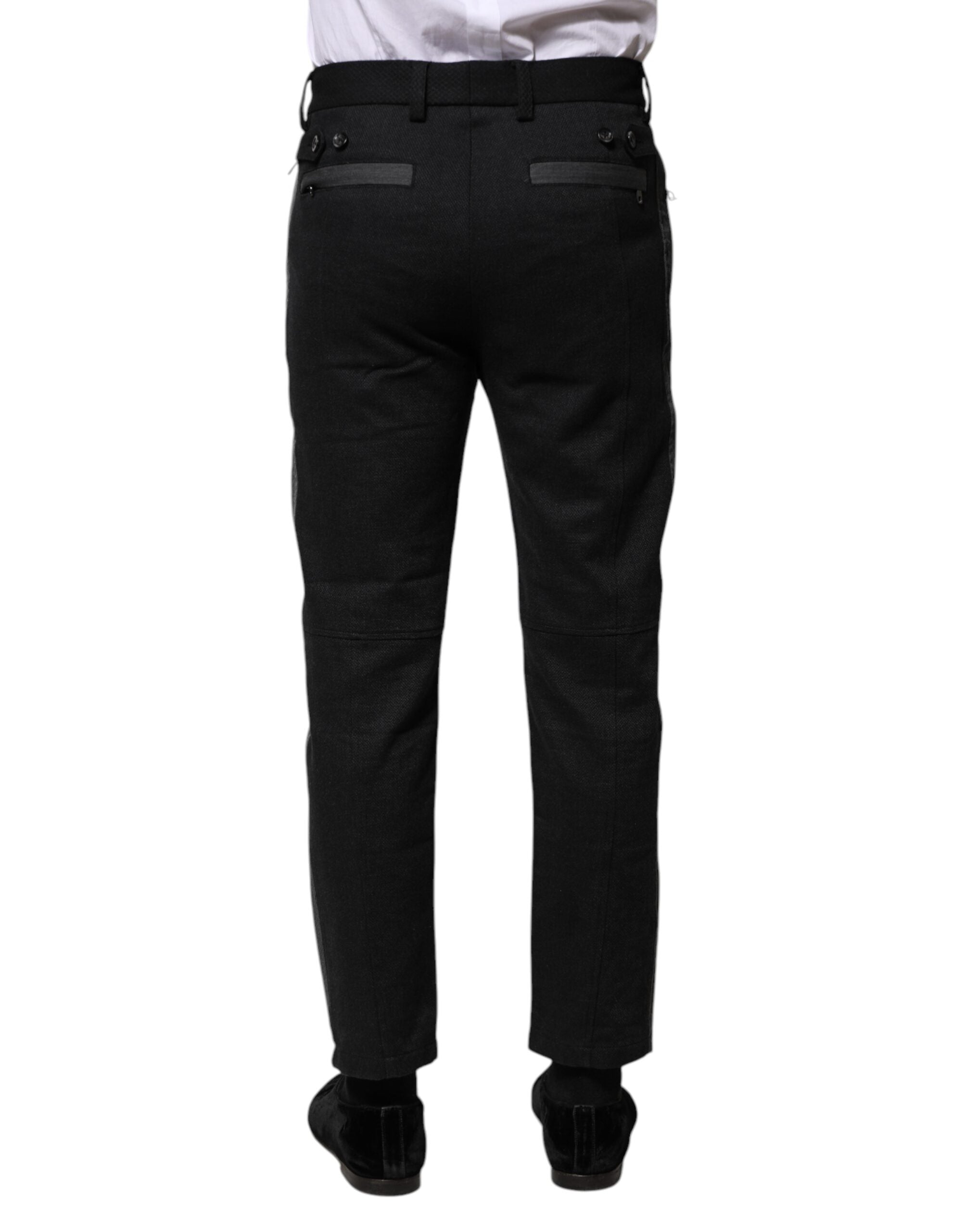 Black Gray Fantasy Cotton Formal Slim Pants - ventzia