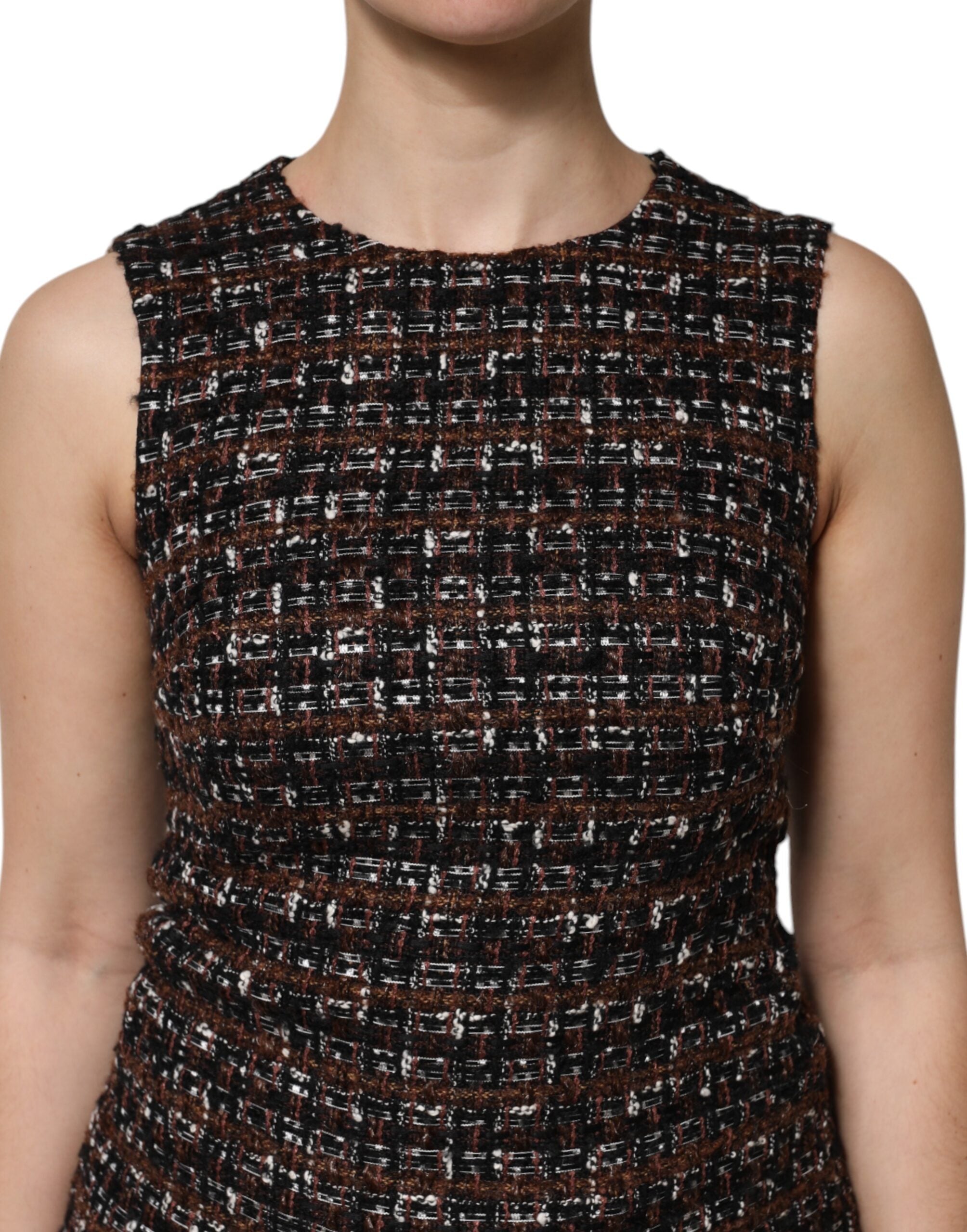 Multicolor Sleeveless Mini Tweed A-line Dress - ventzia