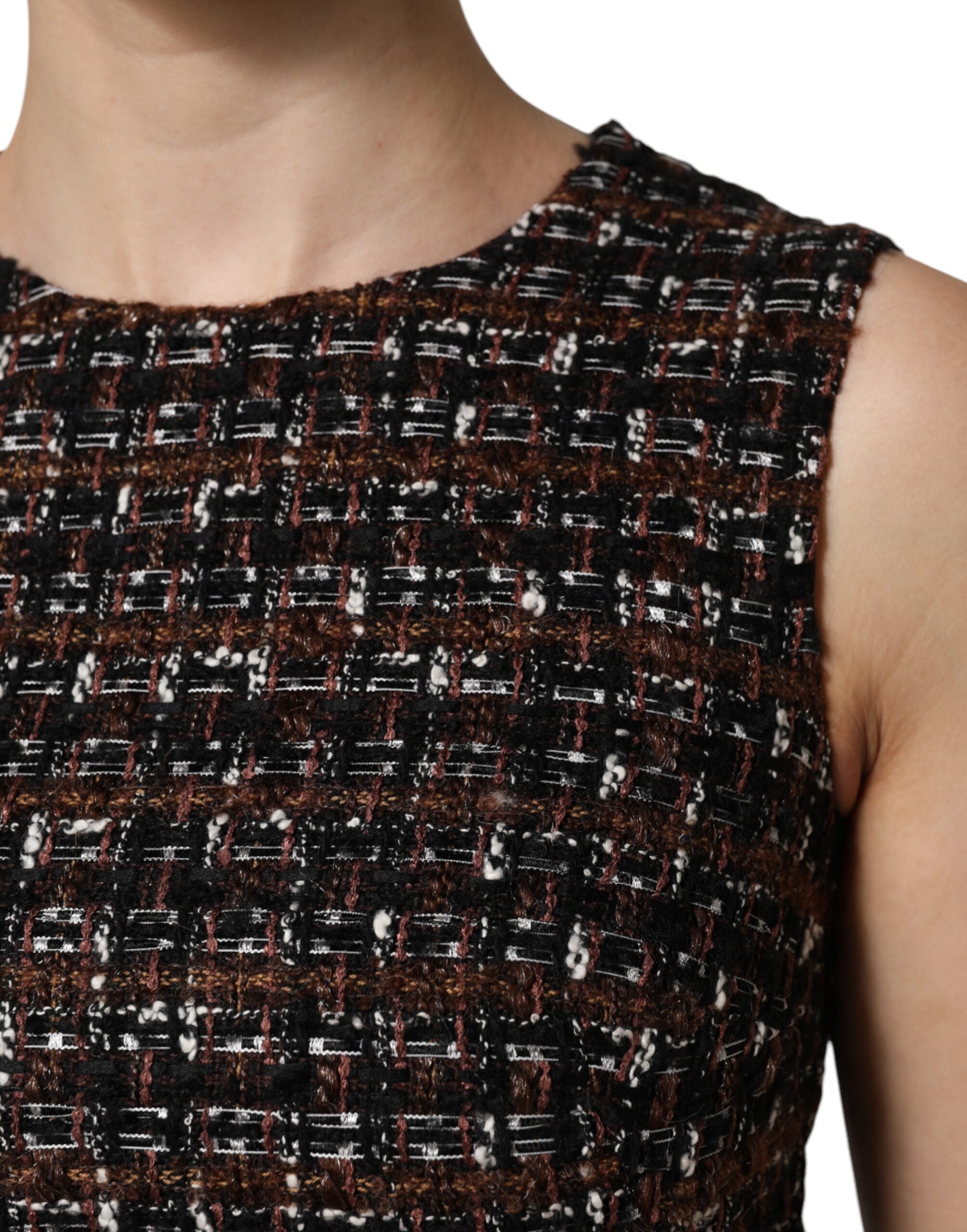 Multicolor Sleeveless Mini Tweed A-line Dress - ventzia