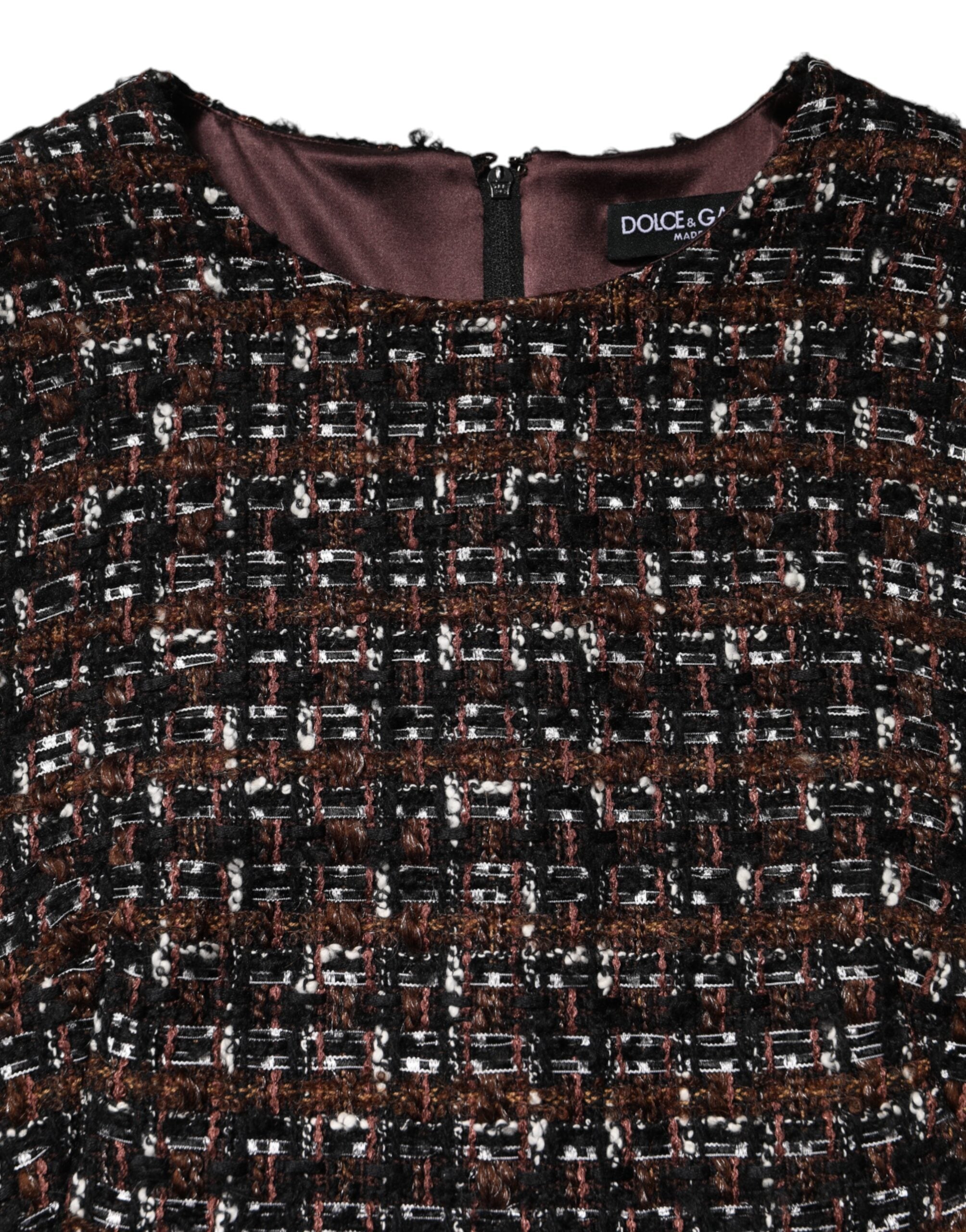 Multicolor Sleeveless Mini Tweed A-line Dress - ventzia