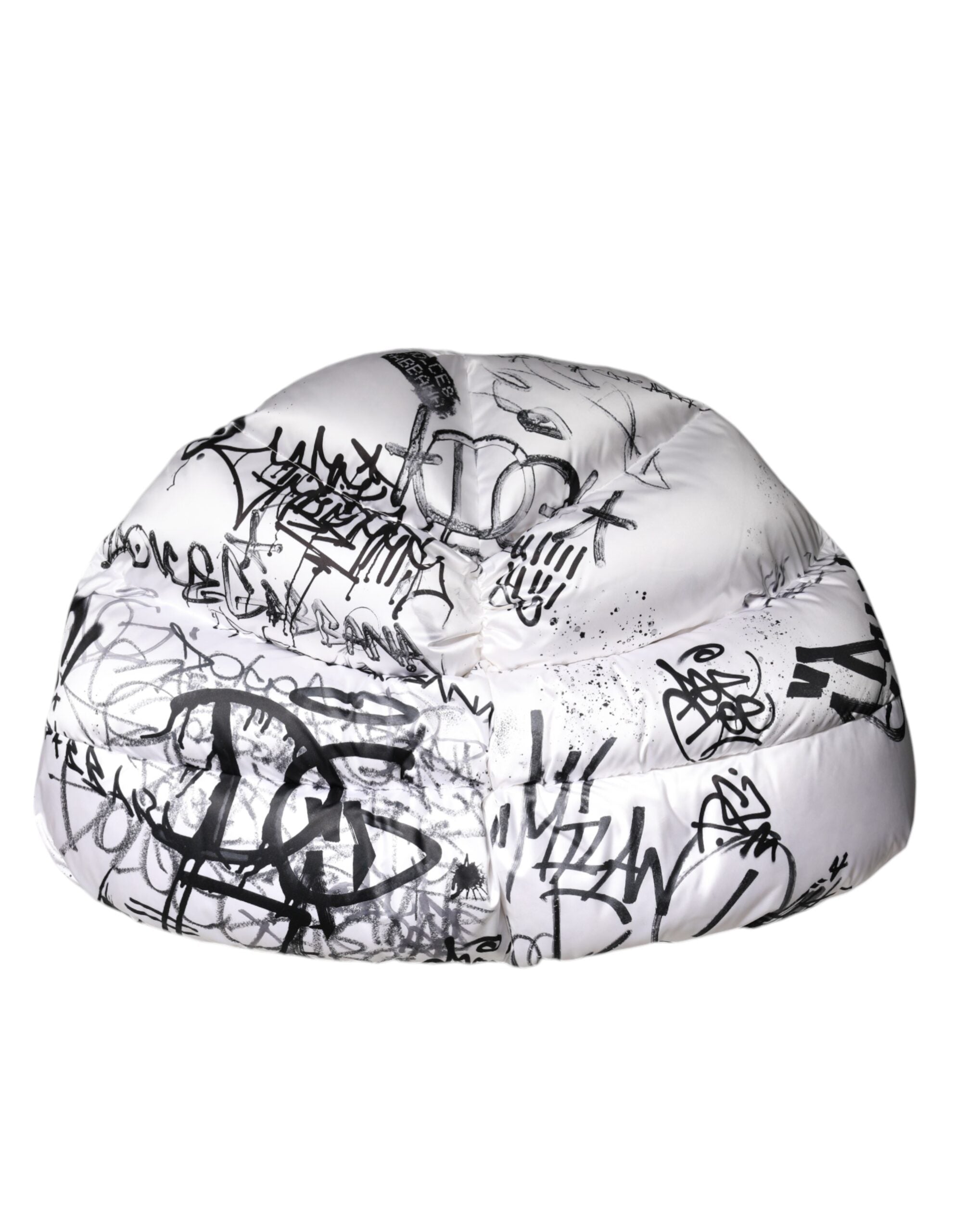 White Polyester Printed Hood Quilted Hat - ventzia