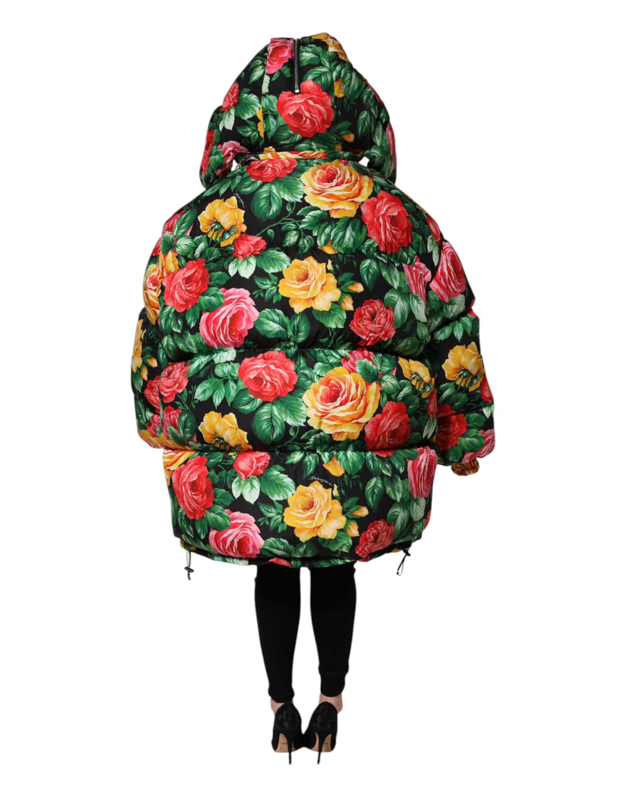 Multicolor Floral Puffer Hooded Jacket - ventzia