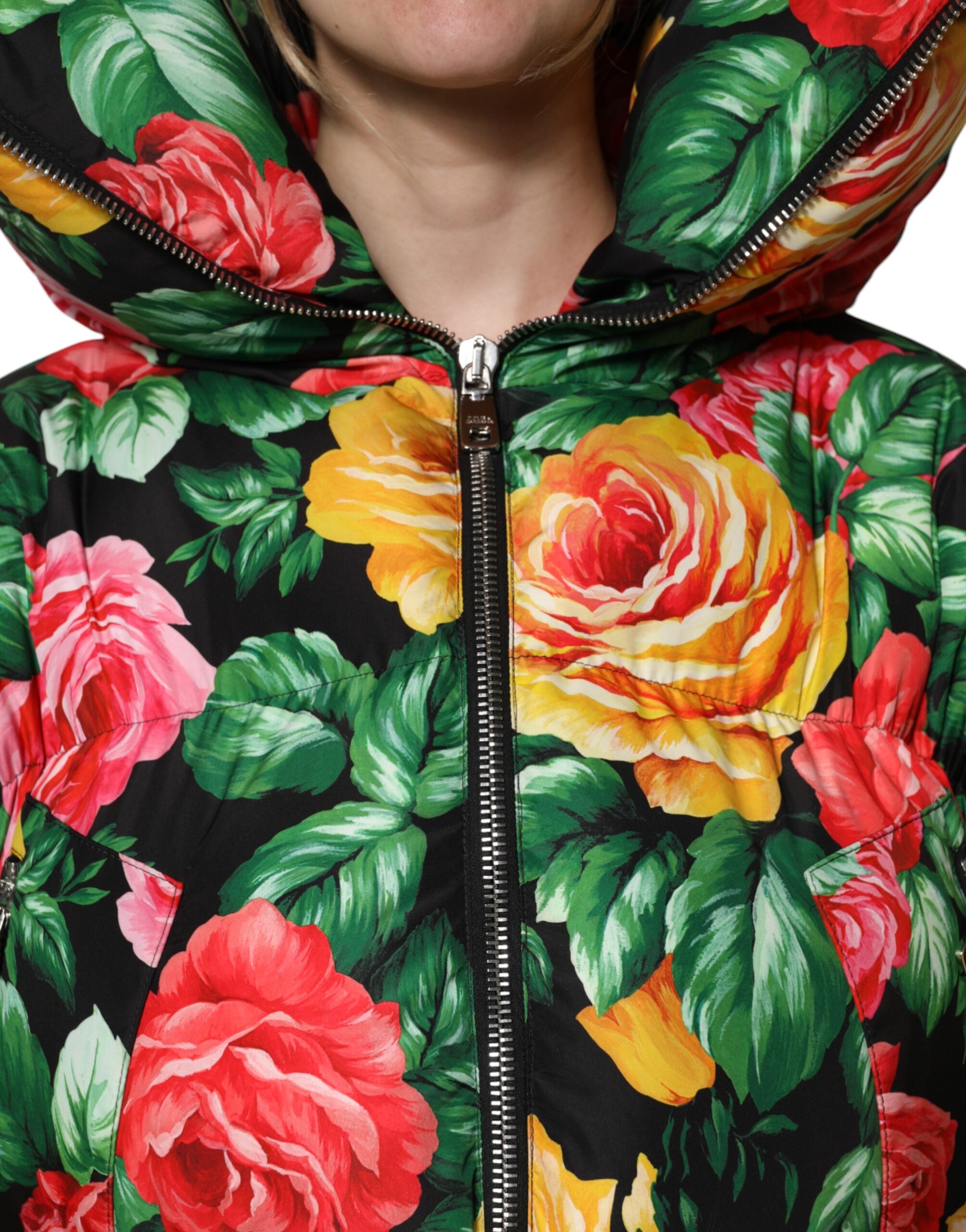 Multicolor Floral Puffer Hooded Jacket - ventzia