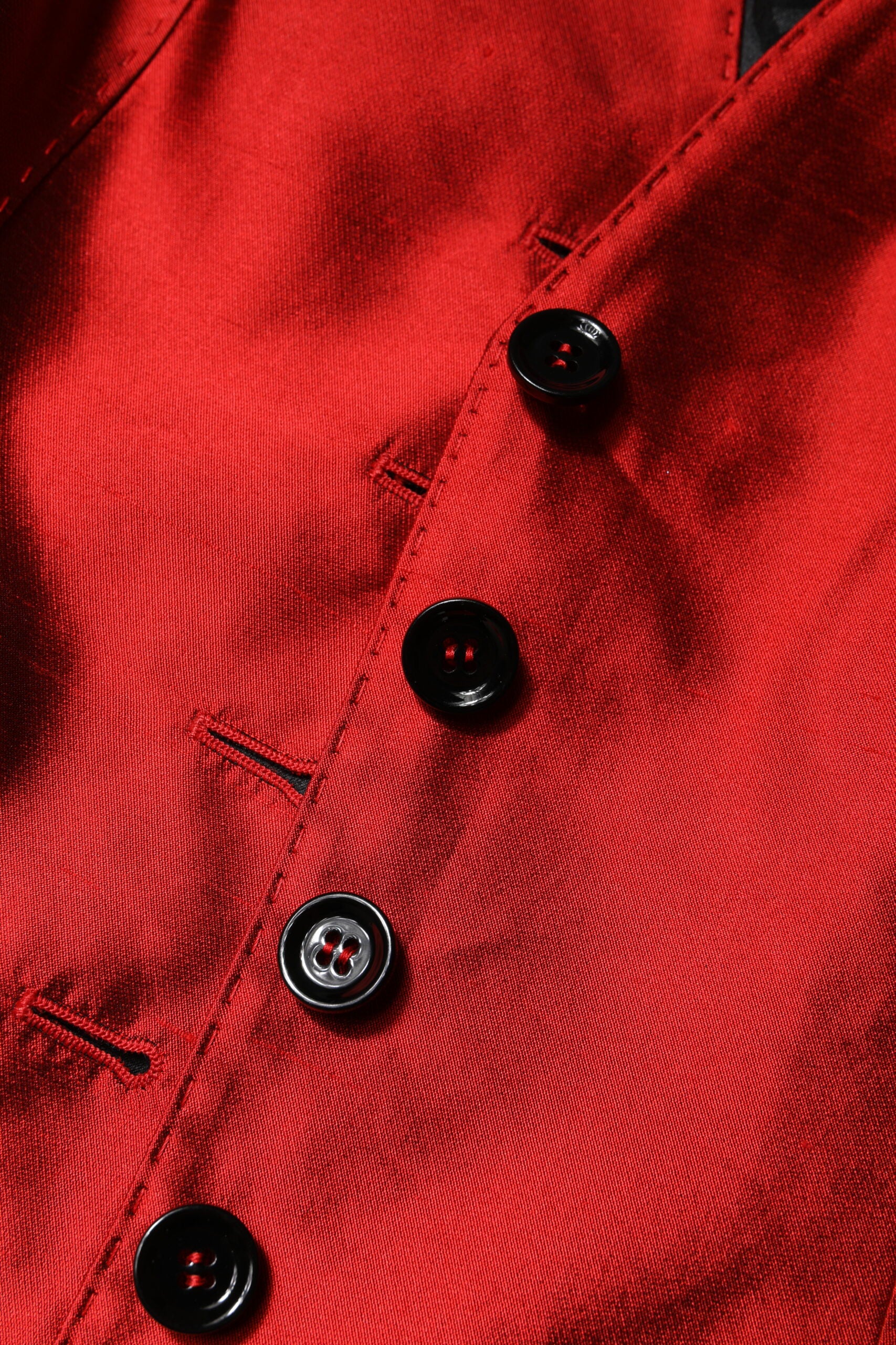 Red Black Button Down Sleeveless Vest Top - ventzia