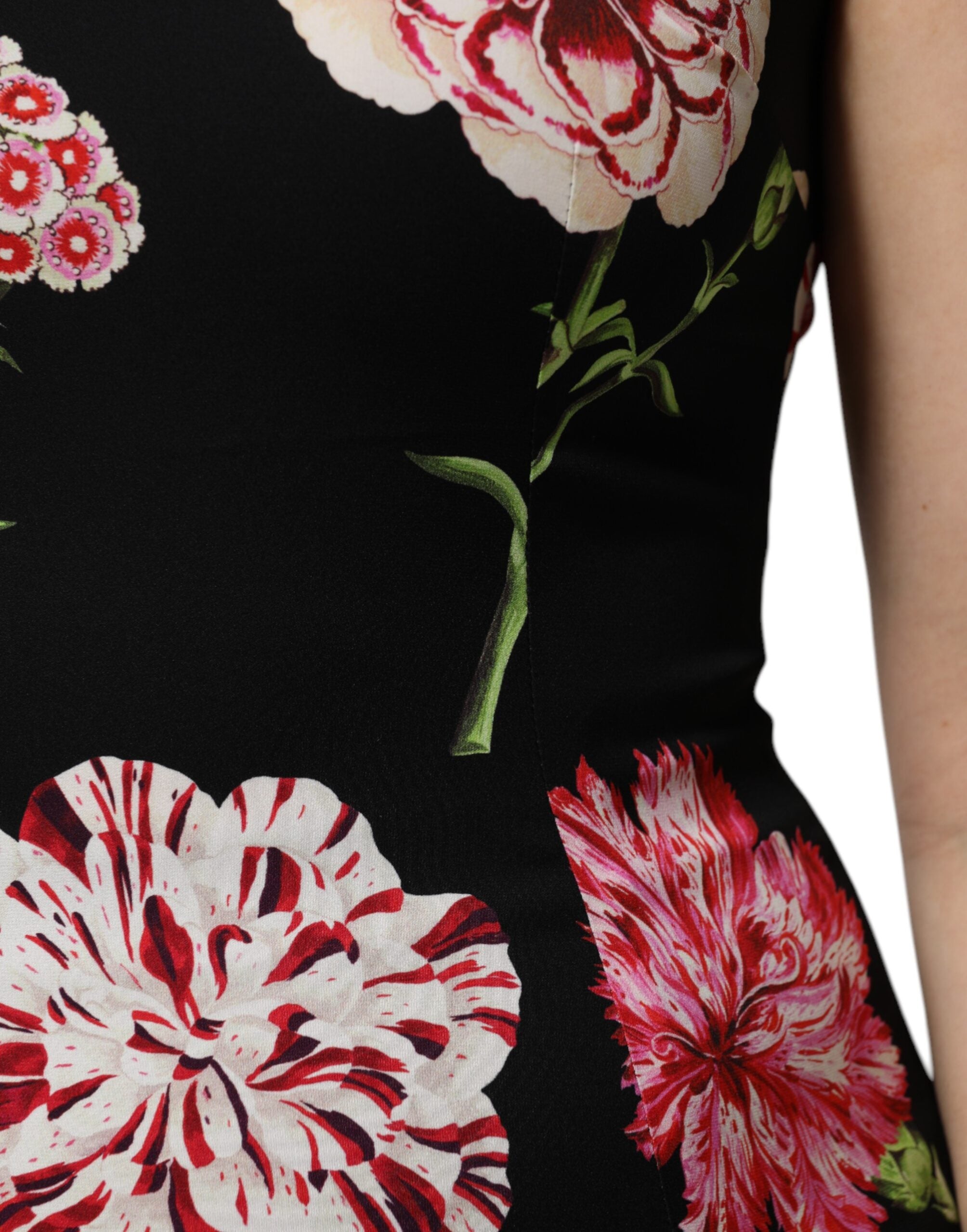 Black Floral Print Sleeveless Tank Blouse Top - ventzia