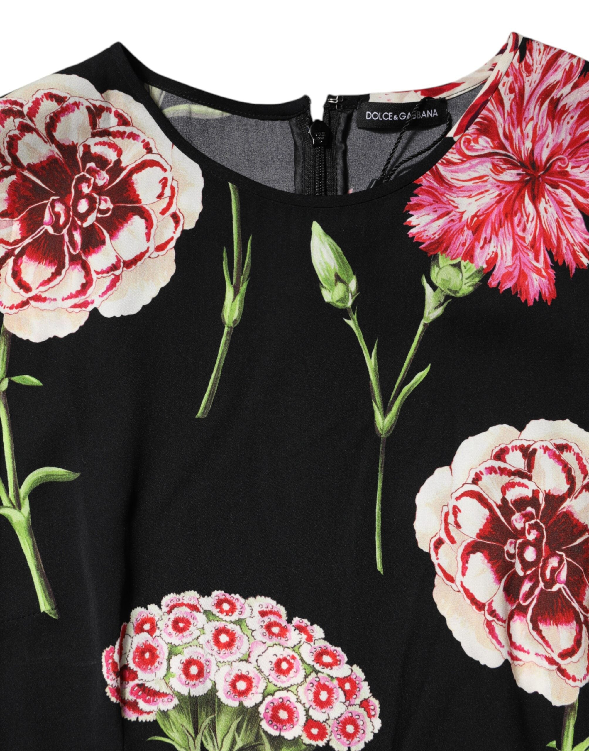 Black Floral Print Sleeveless Tank Blouse Top - ventzia