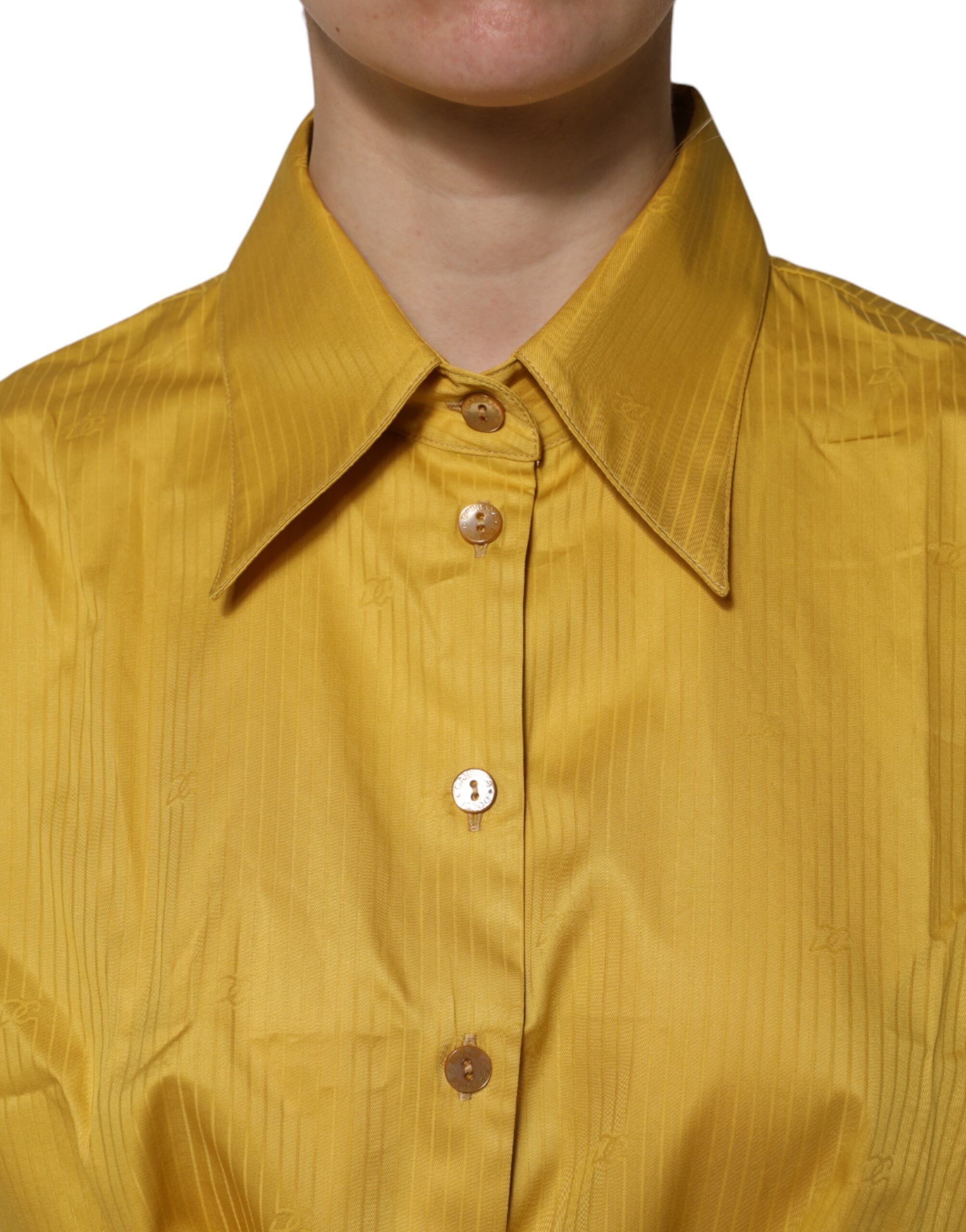 Mustard Collared Short Sleeves Blouse Top - ventzia