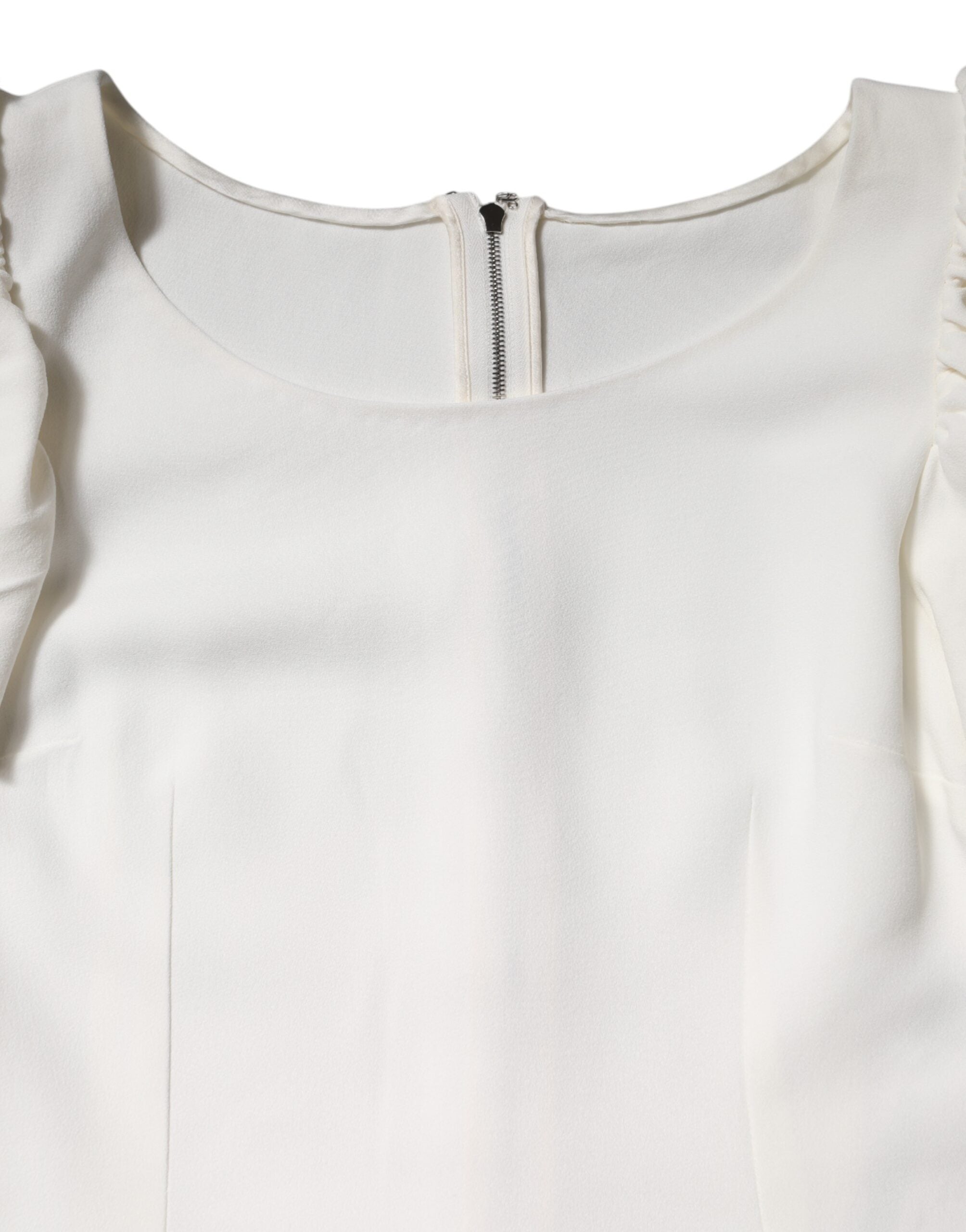 White Viscose Round Neck Short Sleeves Top - ventzia