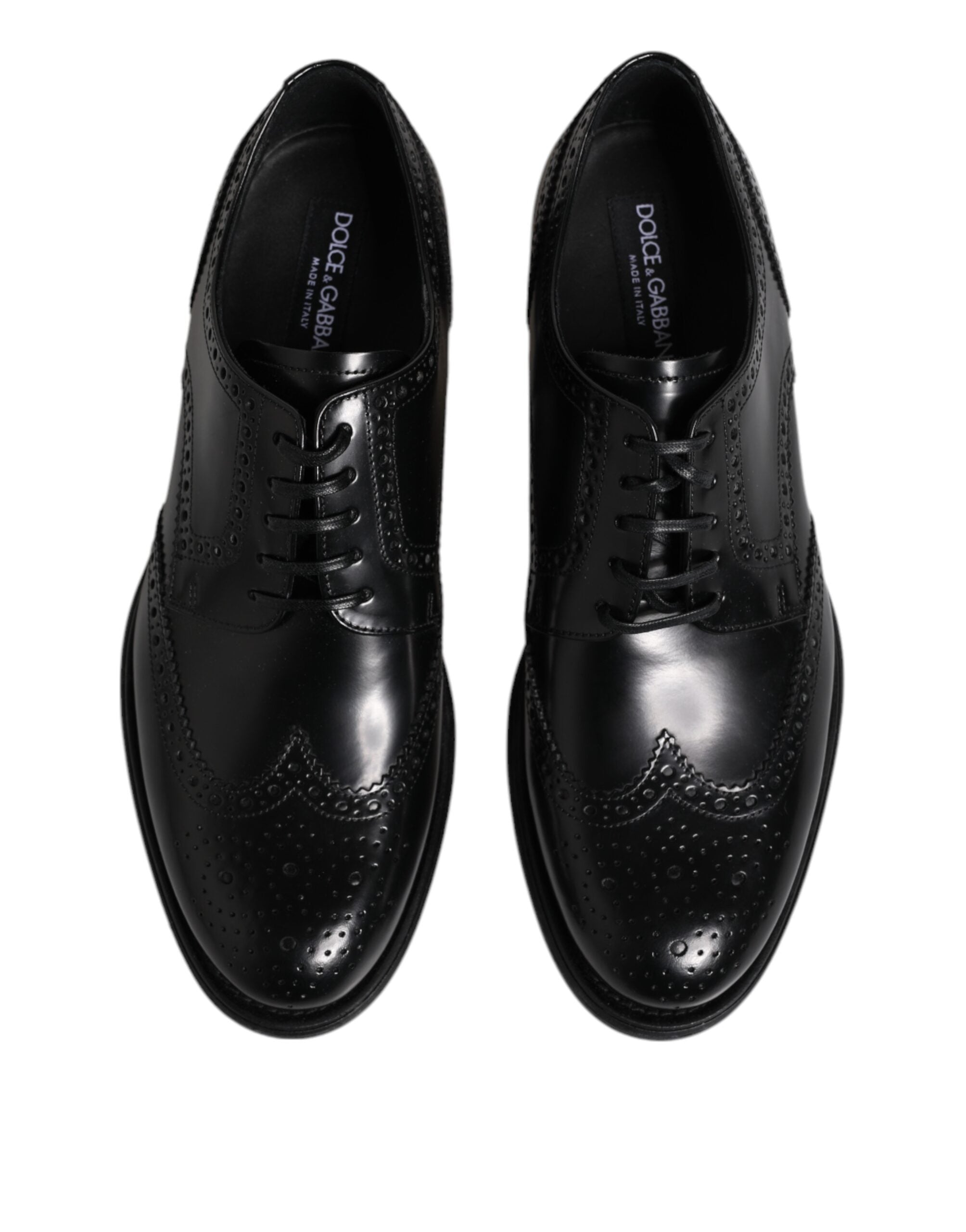 Black Leather Derby Wingtip Formal Shoes - ventzia