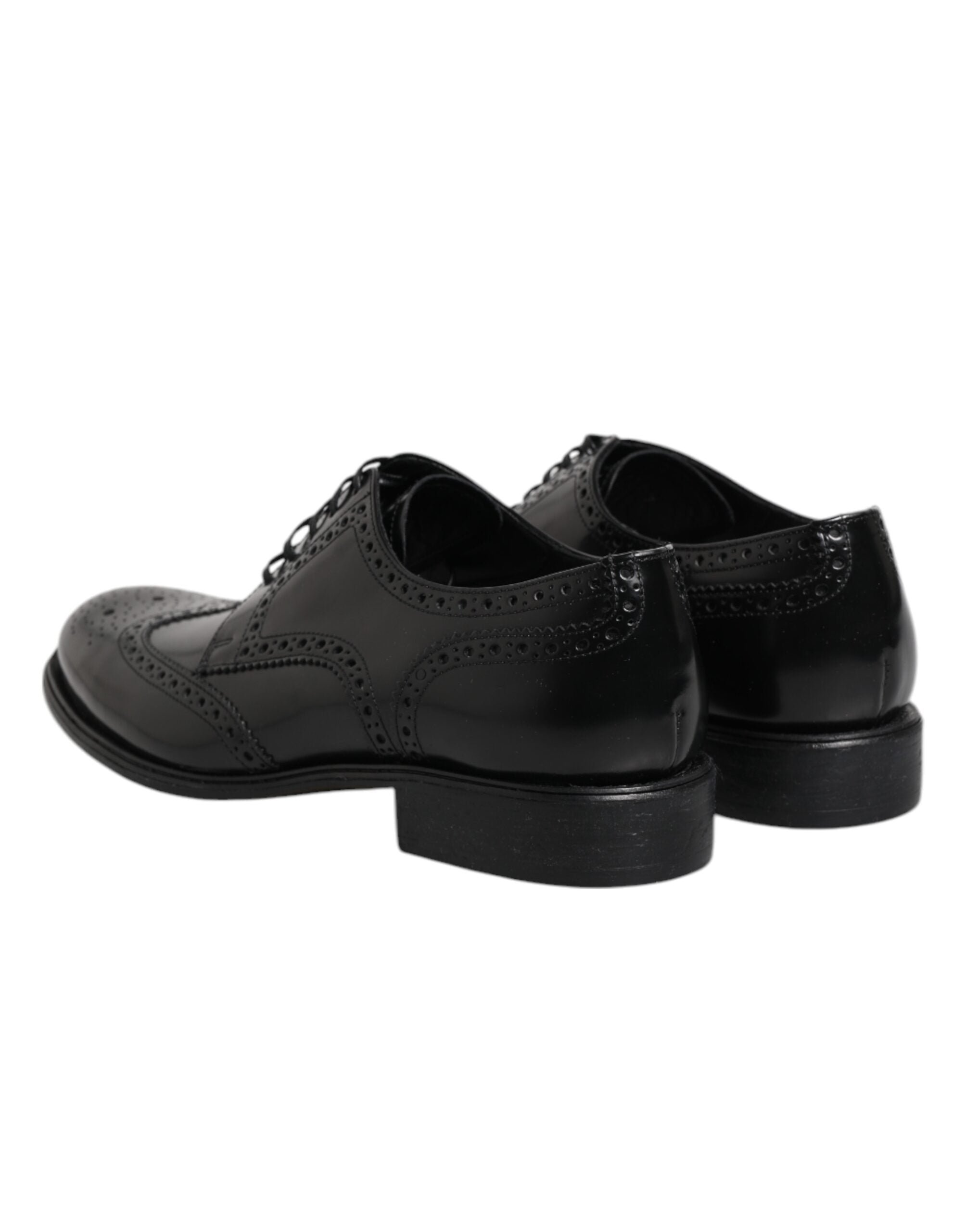 Black Leather Derby Wingtip Formal Shoes - ventzia