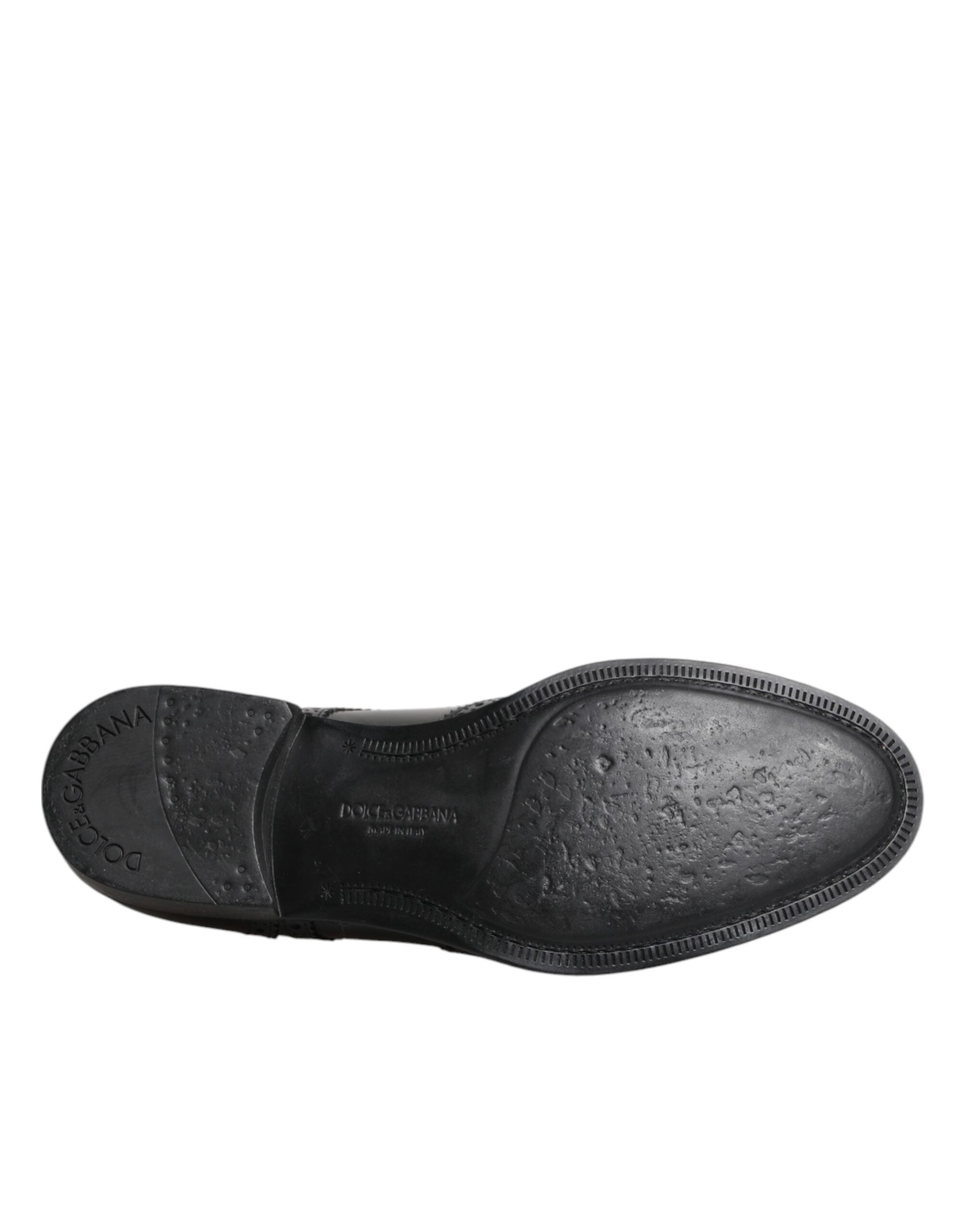 Black Leather Derby Wingtip Formal Shoes - ventzia
