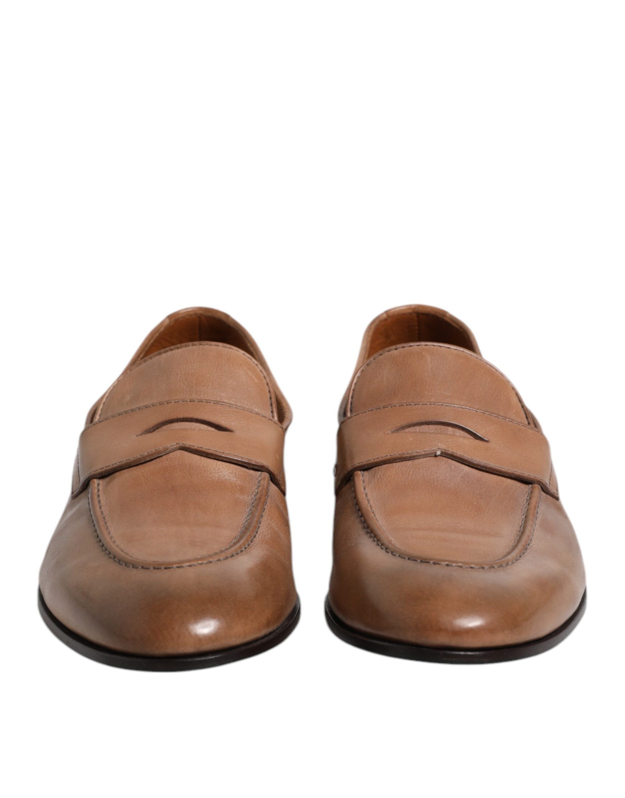 Brown Leather Loafer Dress Formal Shoes - ventzia