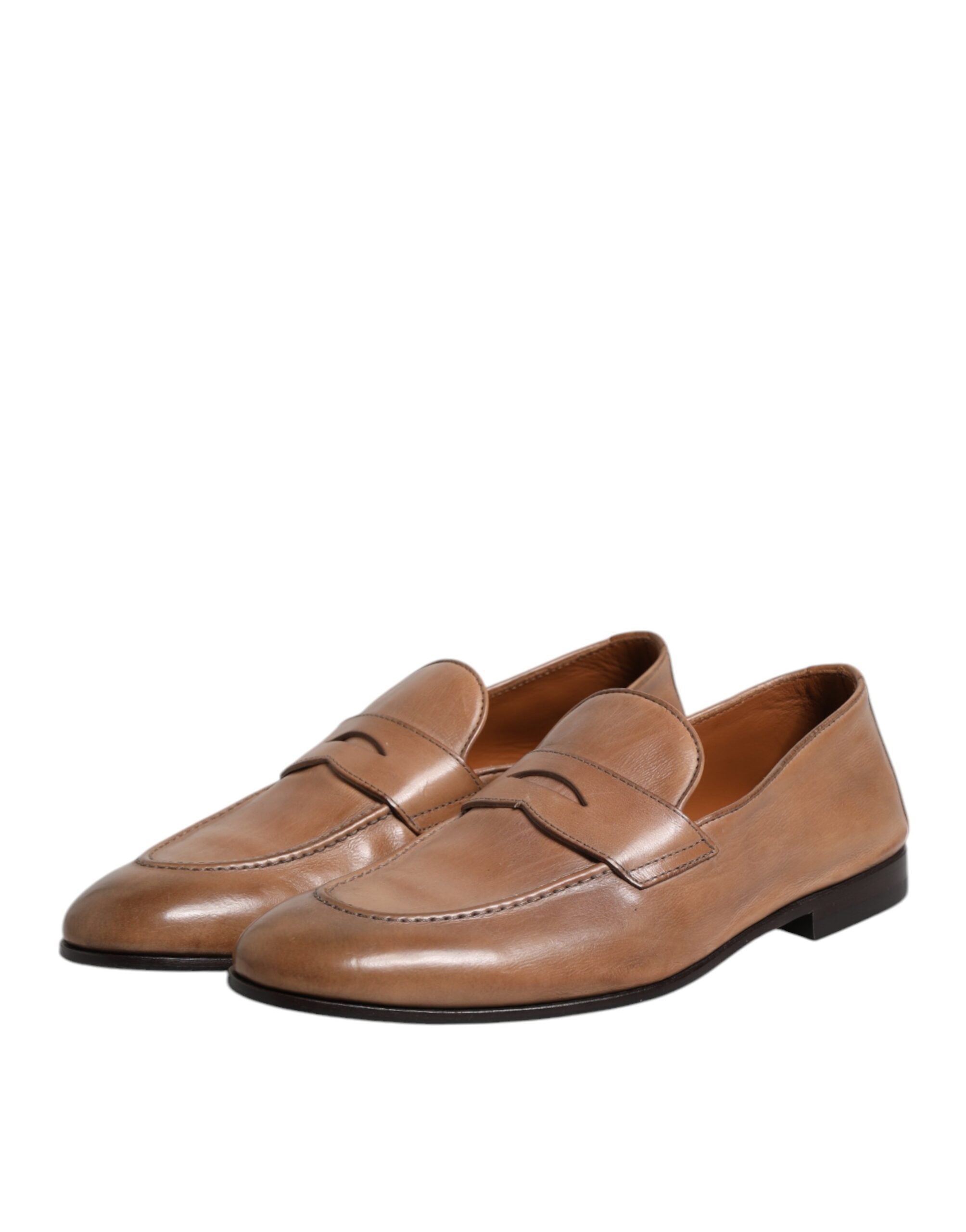 Brown Leather Loafer Dress Formal Shoes - ventzia