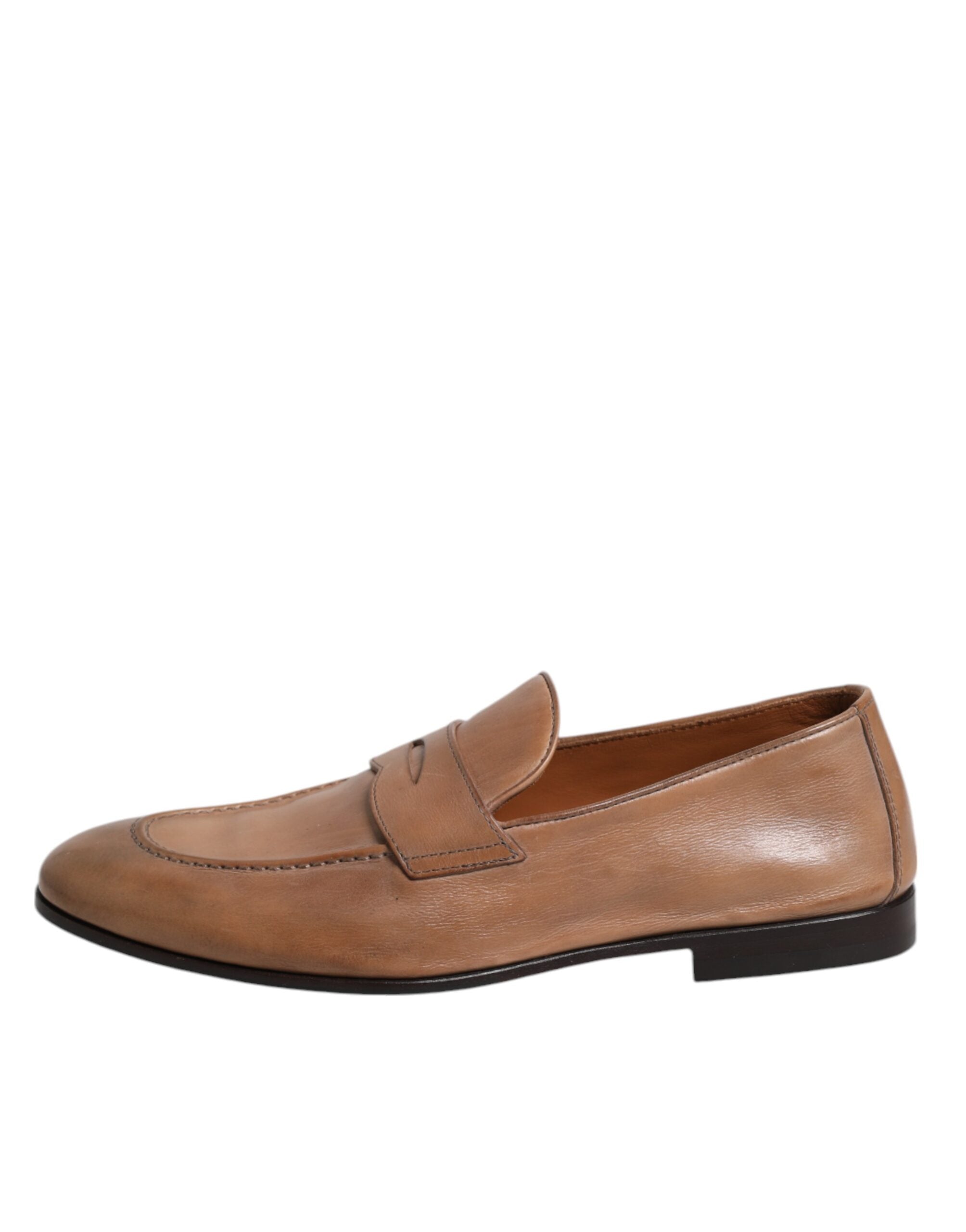 Brown Leather Loafer Dress Formal Shoes - ventzia