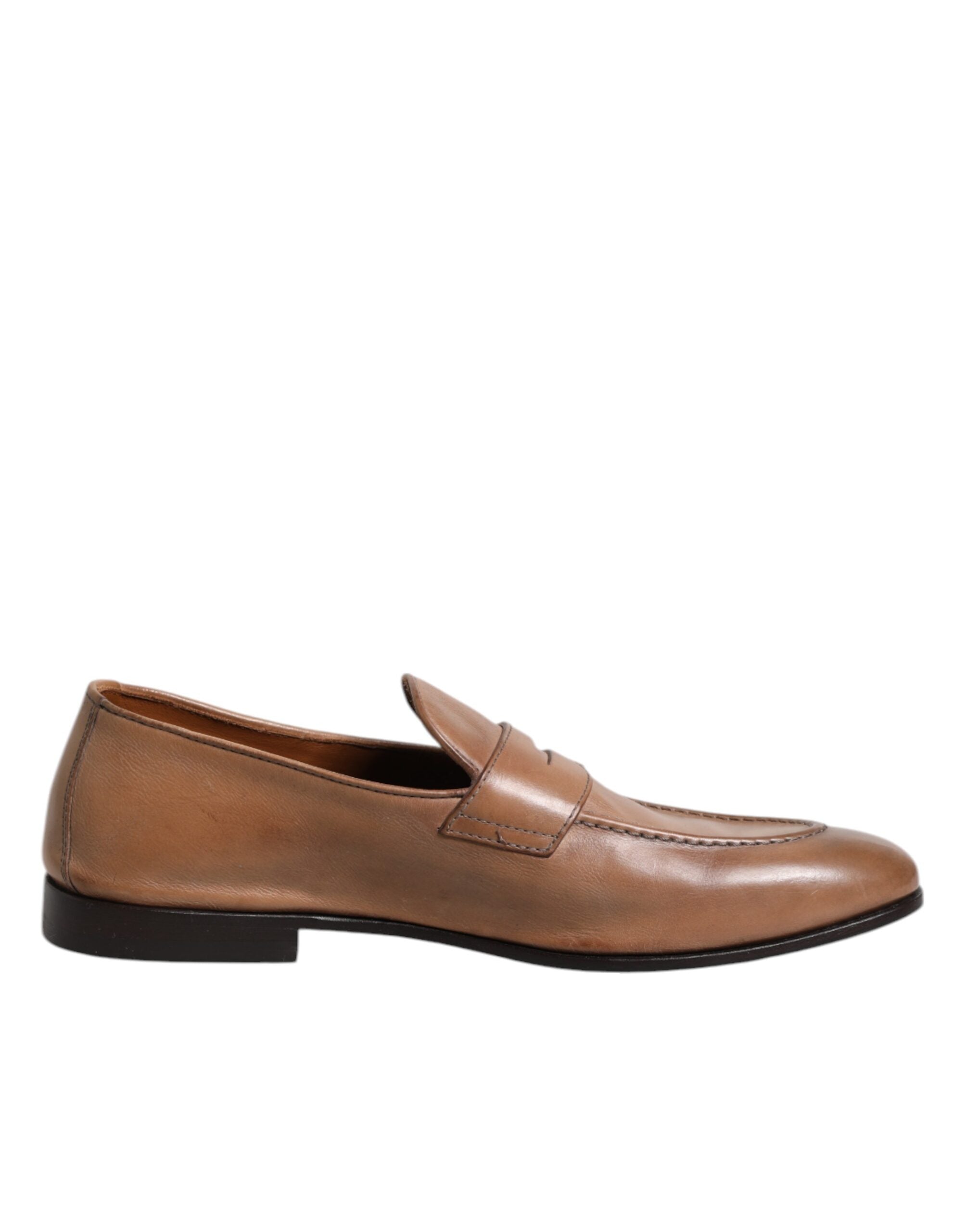 Brown Leather Loafer Dress Formal Shoes - ventzia