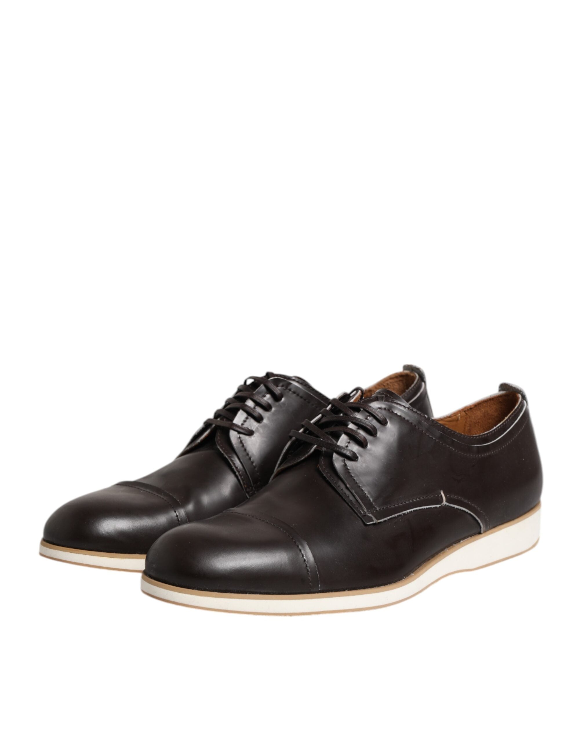 Dark Brown Leather Derby Lace Up Dress Formal Shoes - ventzia