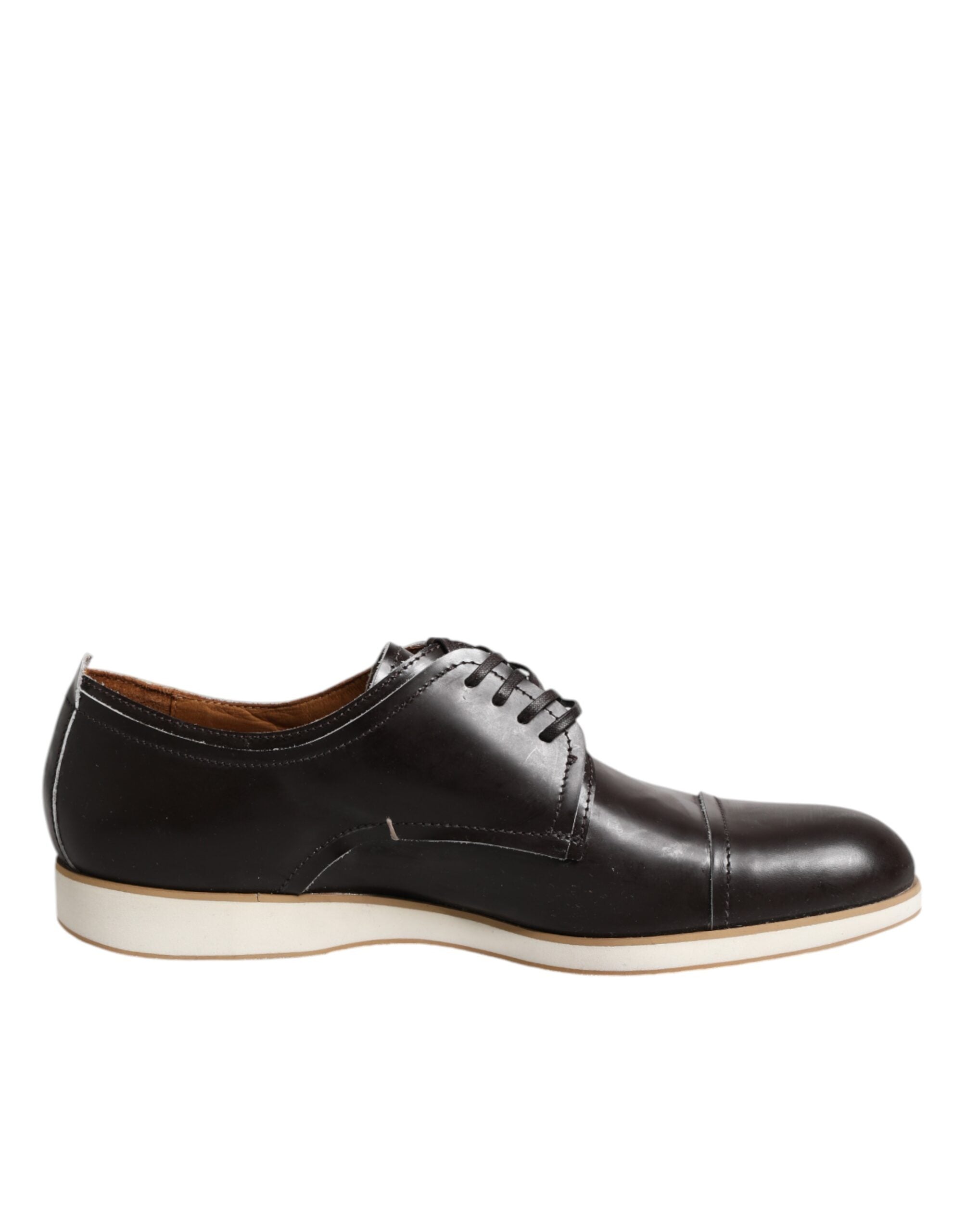 Dark Brown Leather Derby Lace Up Dress Formal Shoes - ventzia