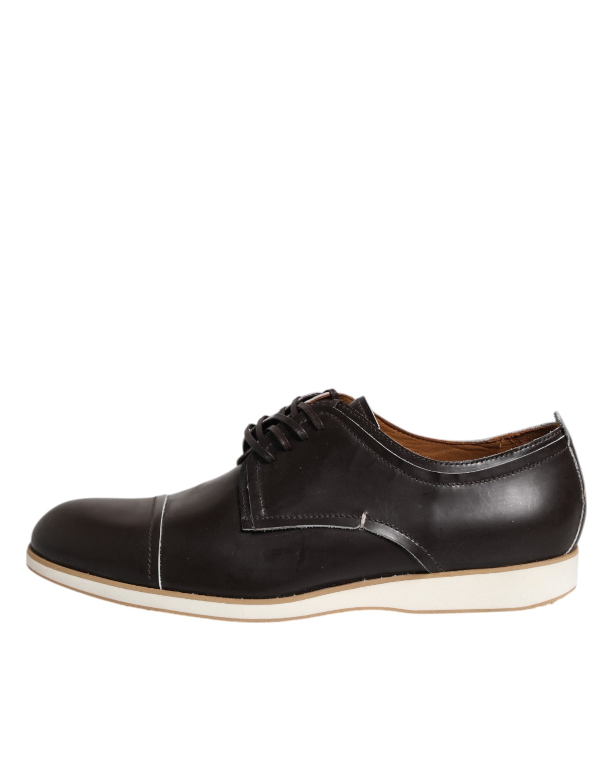 Dark Brown Leather Derby Lace Up Dress Formal Shoes - ventzia