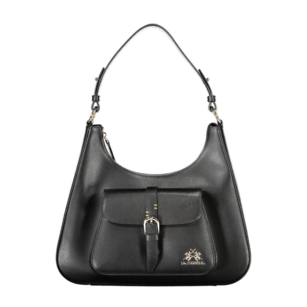 Black Leather Women's Shoulder Bag - ventzia