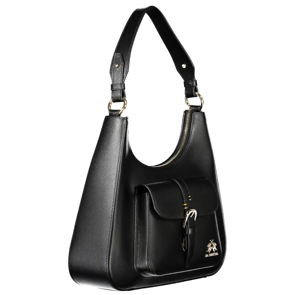 Black Leather Women's Shoulder Bag - ventzia