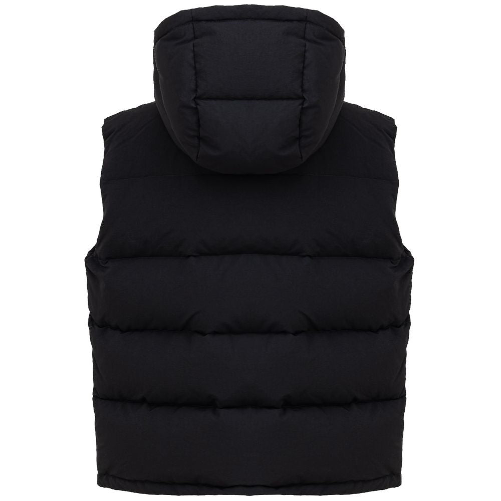 Black Polyester Sleveless Jacket - ventzia