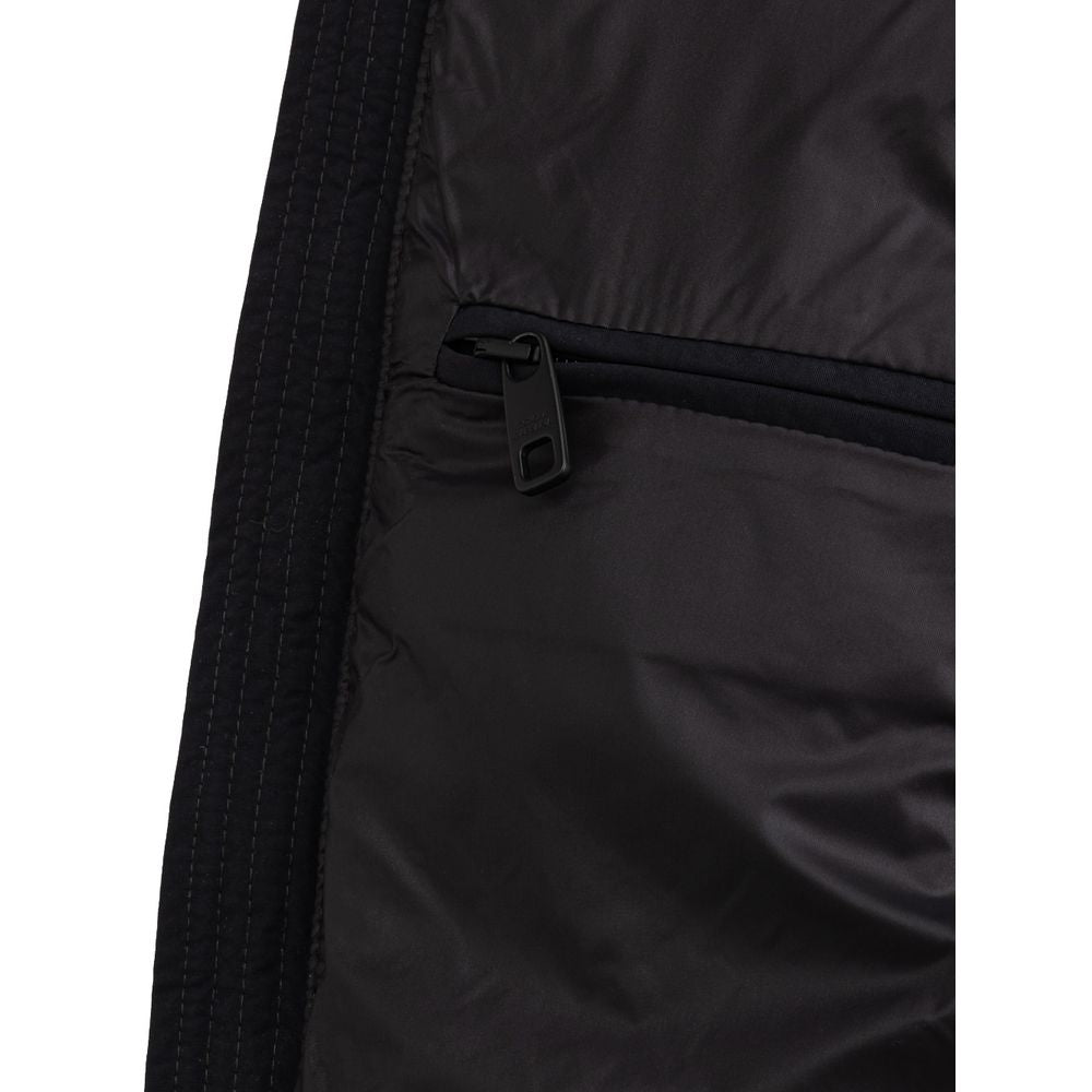 Black Polyester Sleveless Jacket - ventzia