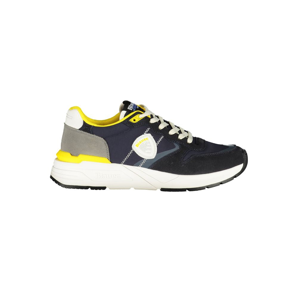 Blue Polyurethane Mens Sneaker - ventzia