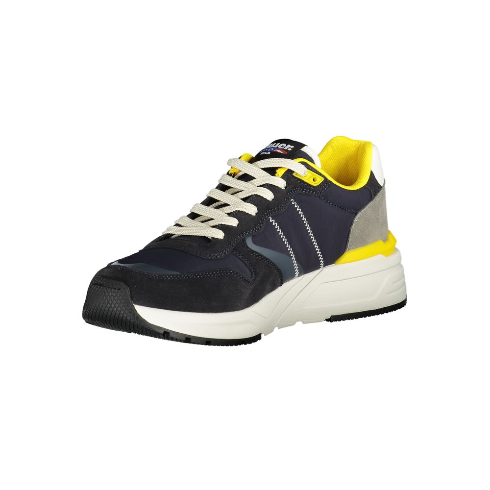 Blue Polyurethane Mens Sneaker - ventzia