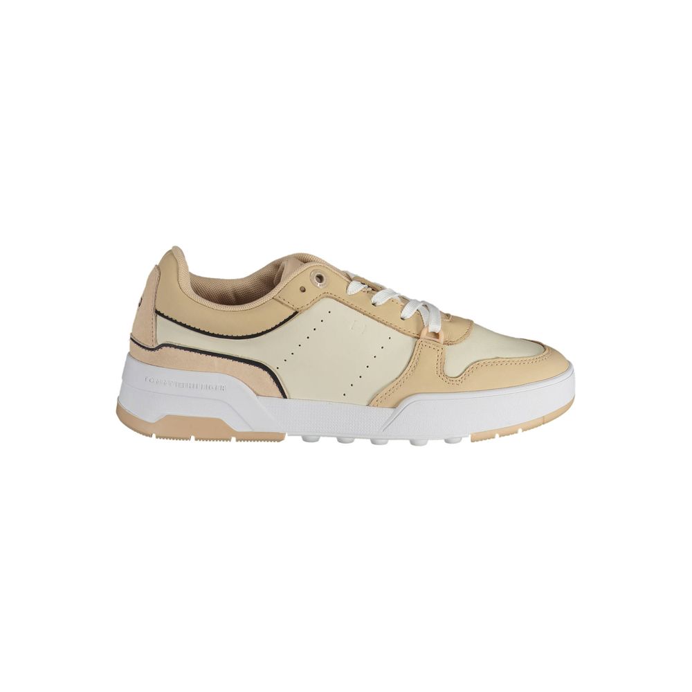 Beige Leather Women Sneaker - ventzia