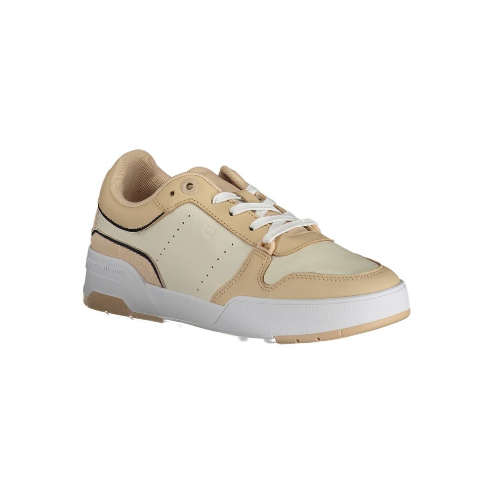 Beige Leather Women Sneaker - ventzia