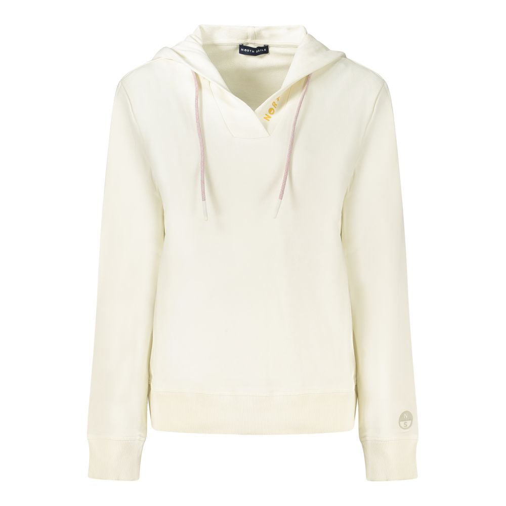 White Cotton Women's Hooded Sweatshirt - ventzia