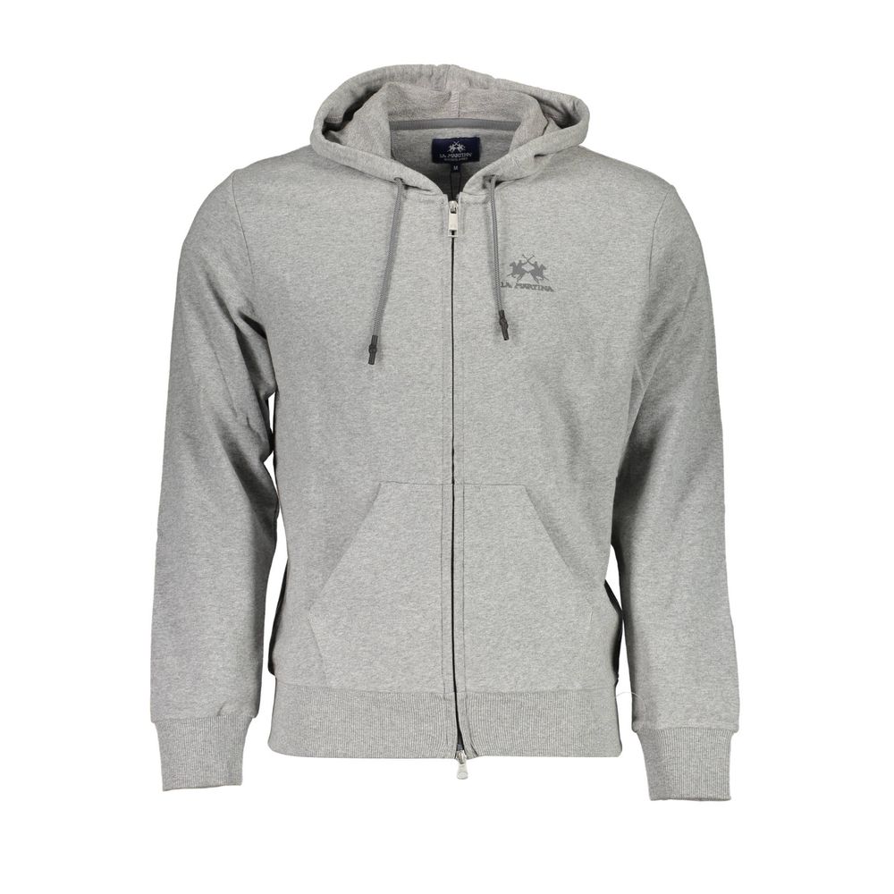 Gray Cotton Men Sweater with Hood - ventzia