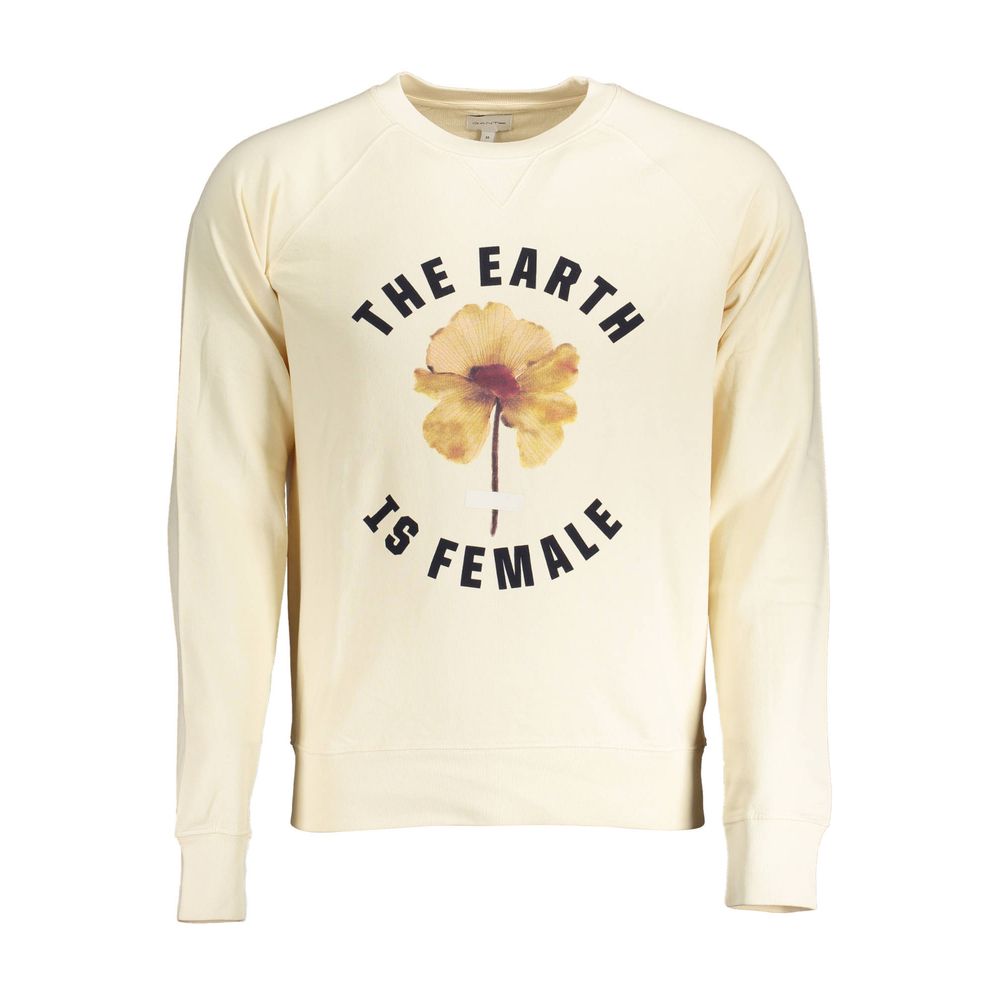 Beige Cotton Men Sweatshirt