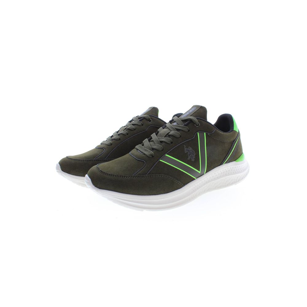 Green Polyester Men Sneaker - ventzia