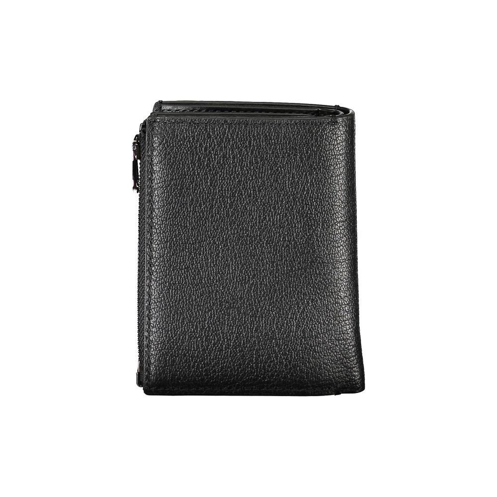 Sleek Black Leather Wallet with Coin Purse - ventzia