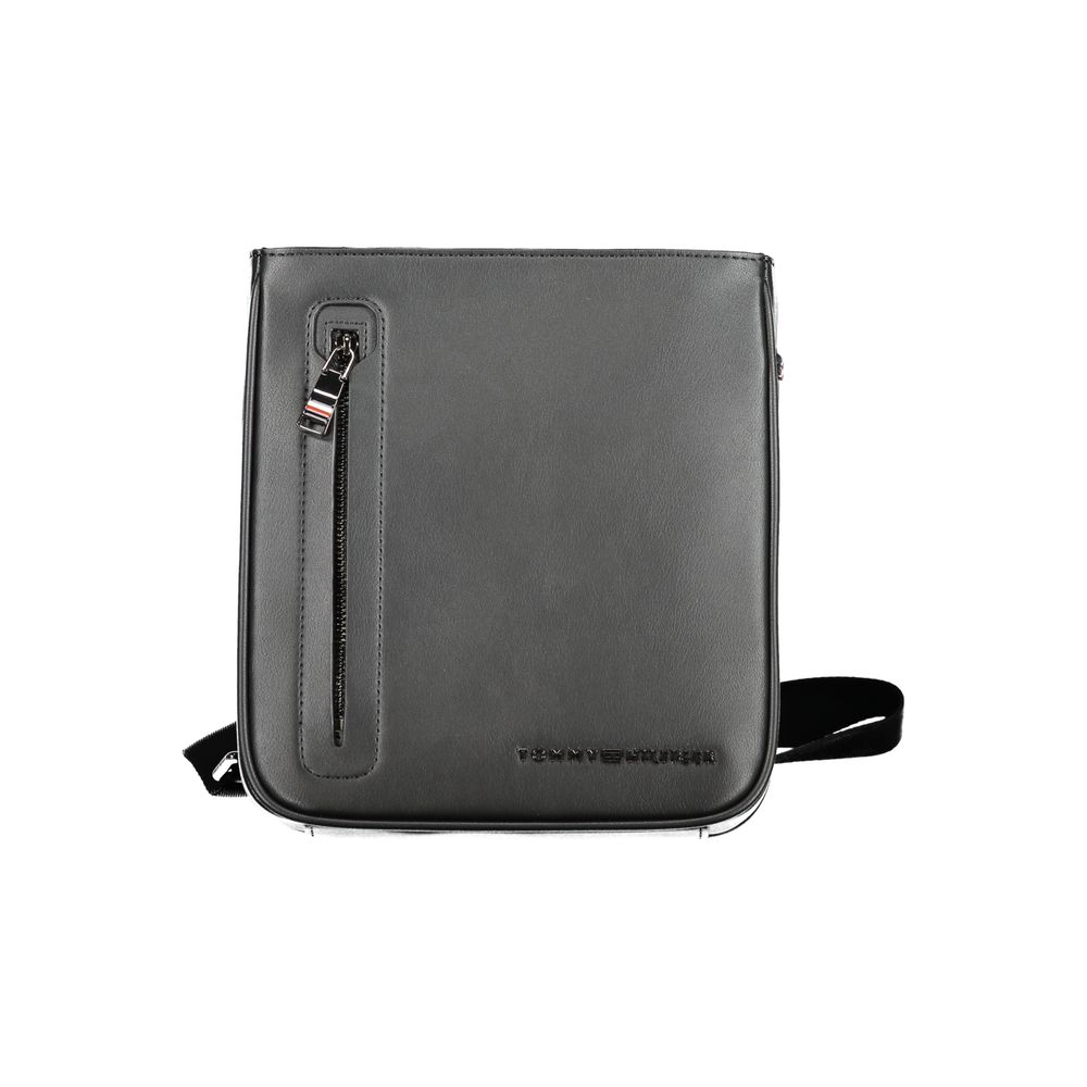 Black Polyurethane Men's Shoulder Bag - ventzia