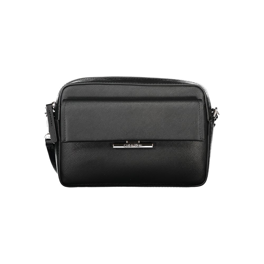 Black Polyurethane Women's Shoulder Bag - ventzia