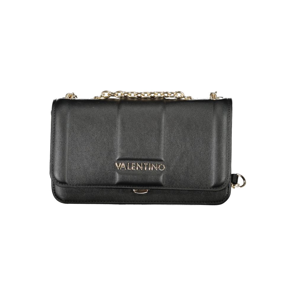 Black Polyurethane Women Shoulder Bag - ventzia