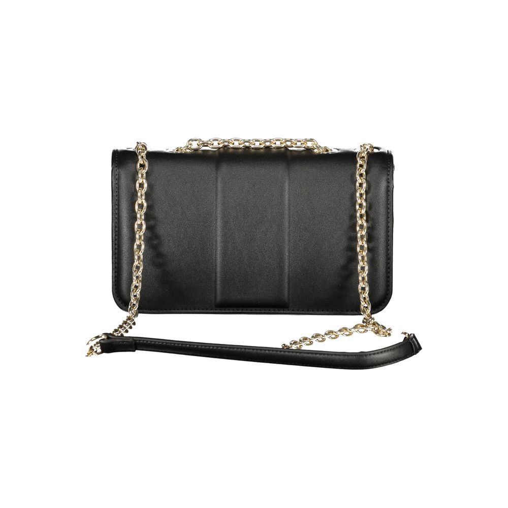 Black Polyurethane Women Shoulder Bag - ventzia