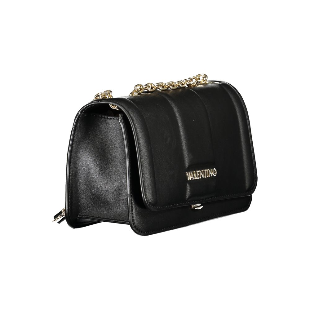Black Polyurethane Women Shoulder Bag - ventzia