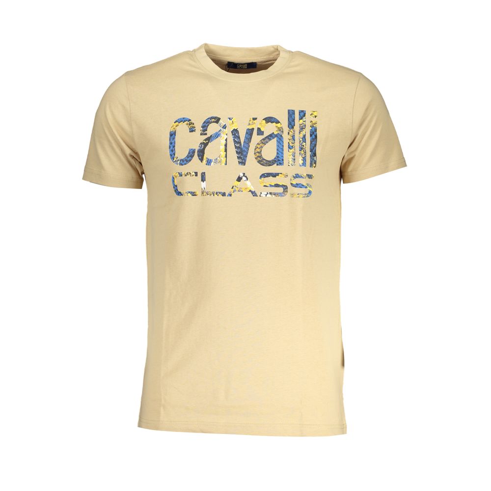 Beige Cotton Men T-Shirt - ventzia