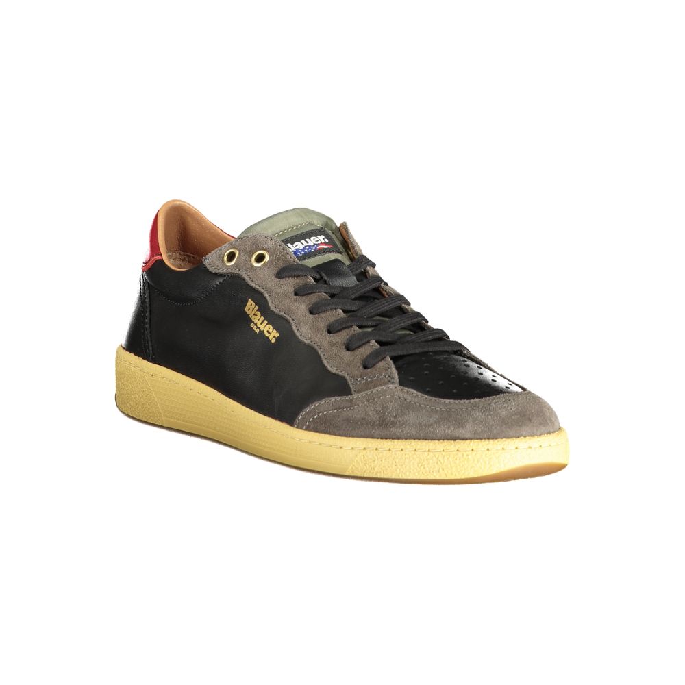 Black Leather Men Sneaker - ventzia