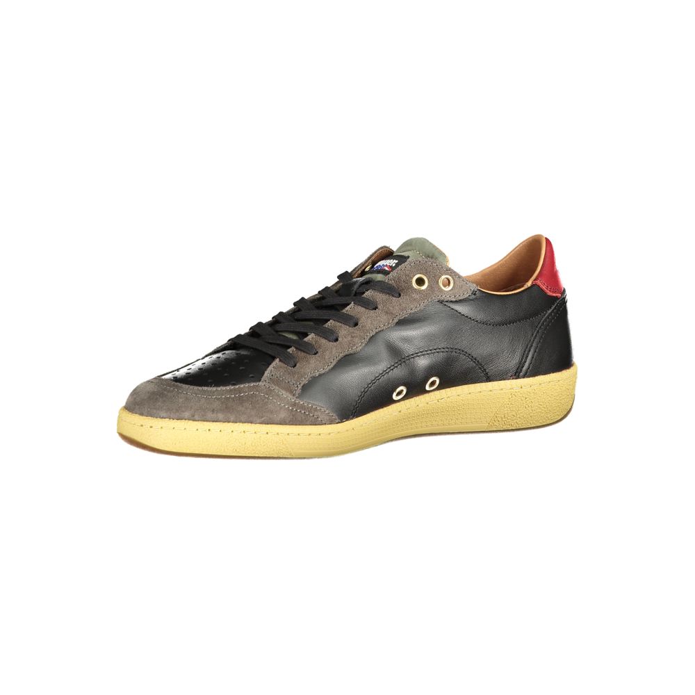 Black Leather Men Sneaker - ventzia