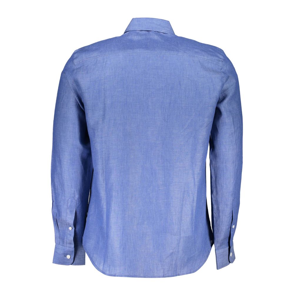 Blu Linen Men Shirt - ventzia