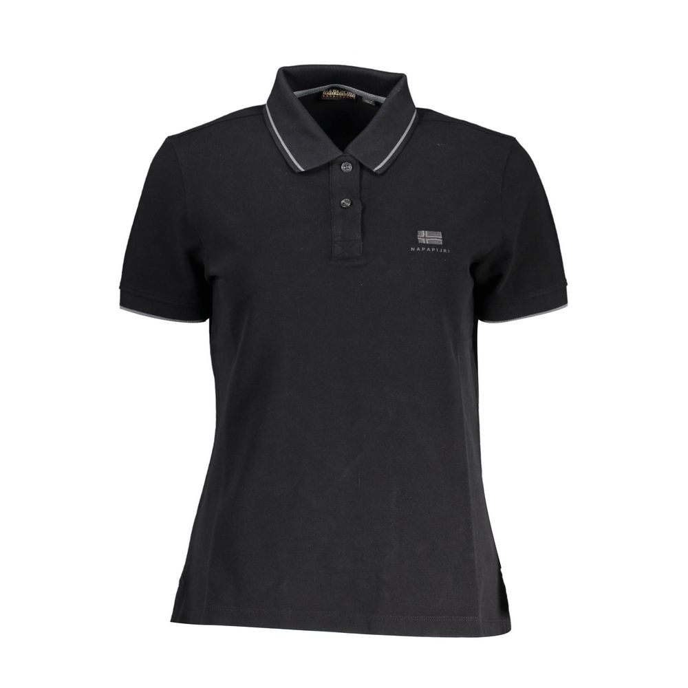 Black Cotton Women Polo Shirt - ventzia