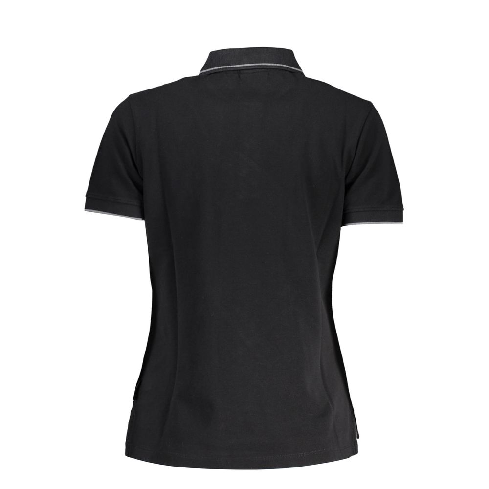 Black Cotton Women Polo Shirt - ventzia
