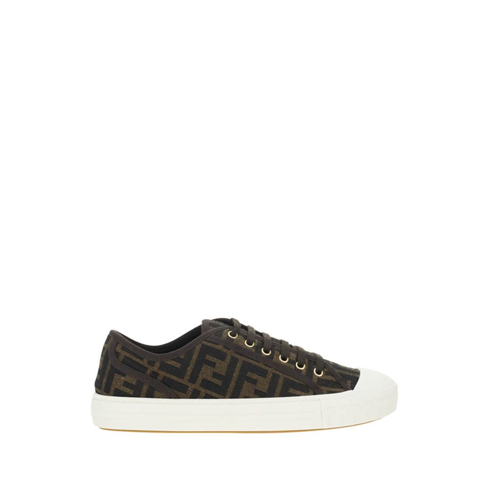 Brown Polyamide Low Top Sneakers - ventzia