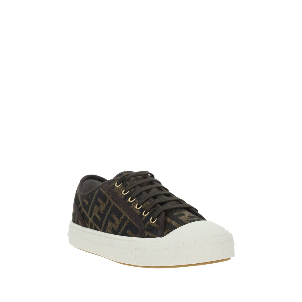 Brown Polyamide Low Top Sneakers - ventzia