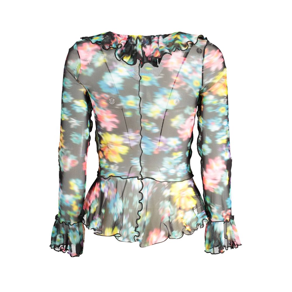 Black and Multicolor Polyester Shirt - ventzia