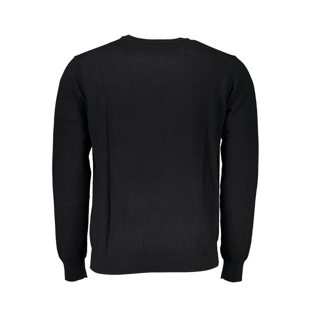 Elegant V-Neck Embroidered Black Sweater - ventzia